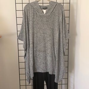 Lane Bryant Sporty Poncho - Grey & Black Stripe